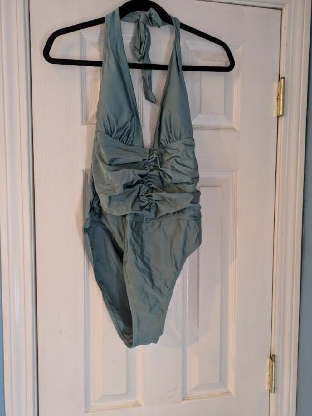 CUPSHE  Halter Tank shirred Blue/green XL swimsuit